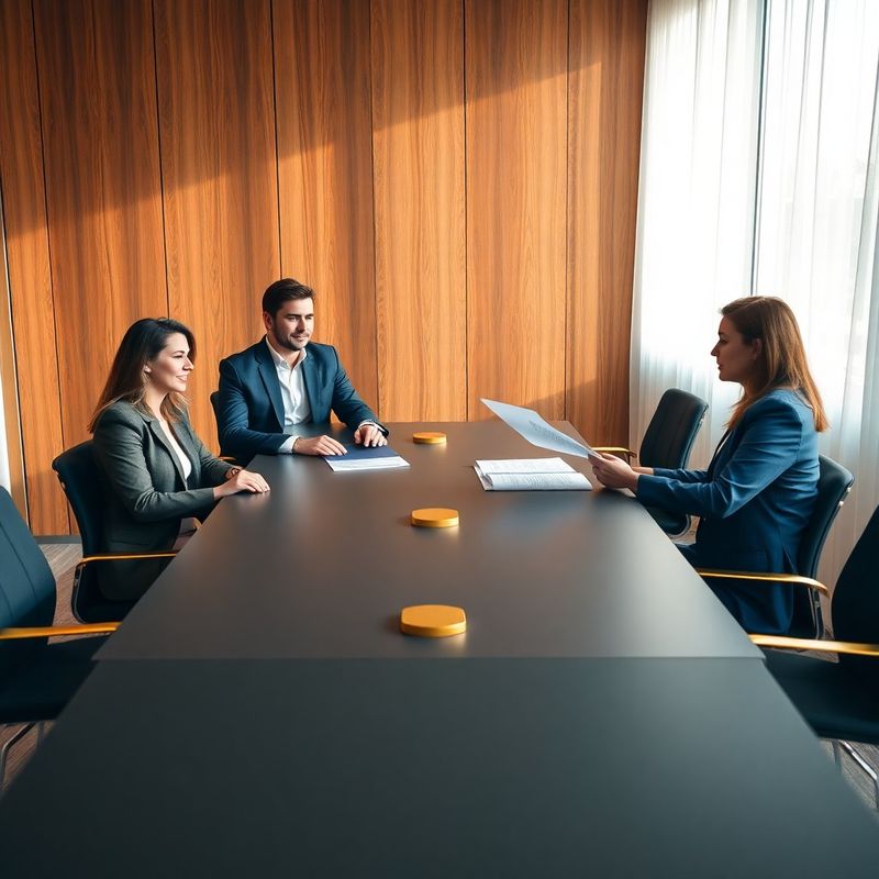 Patru consultanți în jurul unei mese de conferință în tonuri de cărbune și auriu